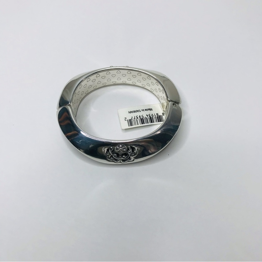New BRIGHTON Spots of Roses Silver Magnetic Snap Chunky Bangle